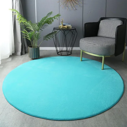 Vista 8 de Alfombra redonda sólida gruesa antideslizante, alfombra de felpa suave y esponjosa para sala de estar, dormitorio, habitación de los niños, Beige