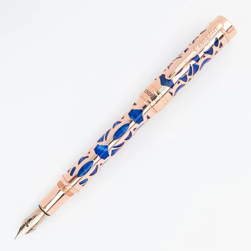 Vista 9 de Conklin Endura Deco Crest - Pluma estilográfica en azul, punta media, instrumento de escritura prémium