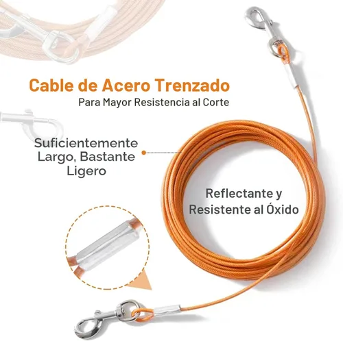 Vista 2 de Cable de Amarre para Perros, Correa para Perros de 20 pies - Cable de Amarre Resistente para Perros Grandes de hasta 125 libras - Cadena para Perros