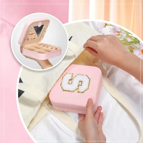 Vista 6 de Parima Joyero de viaje para mujeres y niñas, caja de joyería con inicial W para niñas adolescentes Joyero grande de viaje para mujeres Joyero