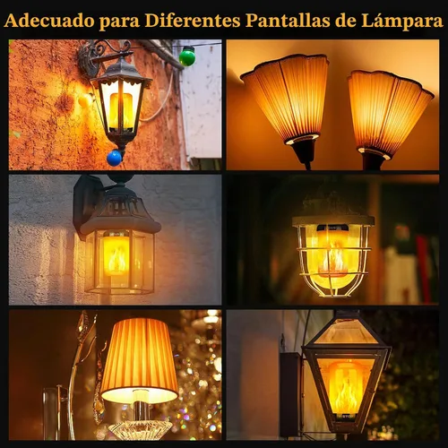 Vista 5 de Y- STOP Bombillas de llama LED, bombilla de fuego con efecto de llama parpadeante, bombillas de 4 modos para decoración de Halloween, bombillas