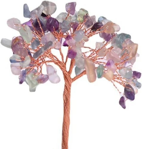 Vista 5 de DIYOMR 11 racimos de coloridos árboles de cristal amorfos y flexibles, alambre de cobre, árbol de piedra, árbol de dinero, árbol de la vida
