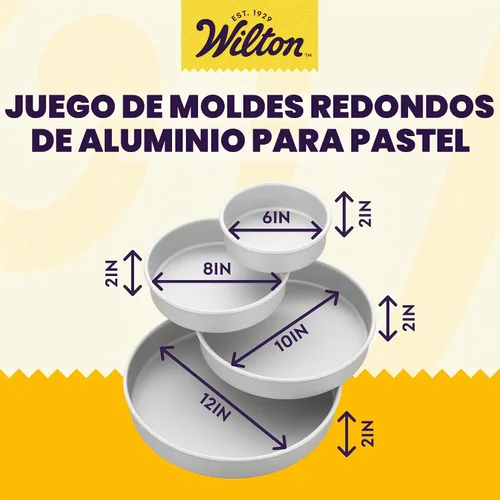 Vista 2 de Wilton - Juego de moldes redondos de aluminio, sin PFAS, 4 piezas