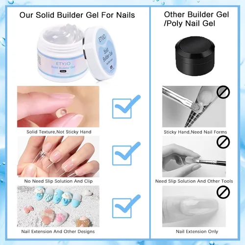 Vista 6 de Constructor de gel sólido para uñas, 1.76 oz de gran capacidad, transparente, antiadherente, 3D, para arte de uñas, extensión de uñas, gel duro