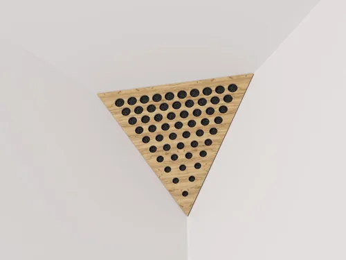 Vista 18 de (Paquete de 2) — Panel acústico de absorción de sonido y difusión para esquinas de techo, trampa de bajos «Triángulo-REDONDOS» de espuma acústica