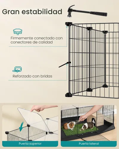 Vista 7 de SONGMICS Jaula de conejillo de indias, jaula de conejo,Jaula de animales Negro