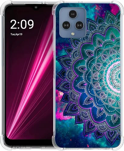 Vista 12 de Revvl 6 5G - Funda protectora de poliuretano termoplástico resistente a los arañazos y a prueba de golpes con diseño de mandala de pavo real