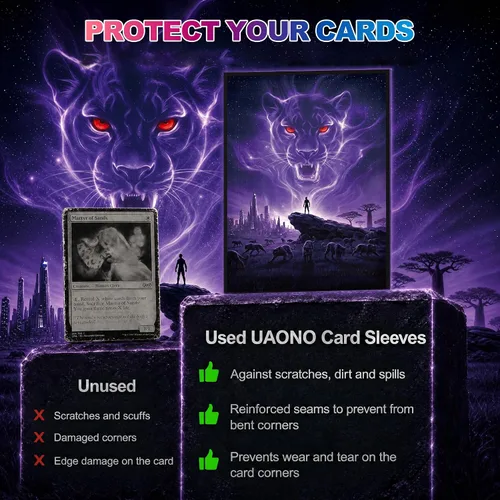 Vista 6 de UAONO Fundas para tarjetas MTG, 100 unidades, tamaño estándar Leopardo