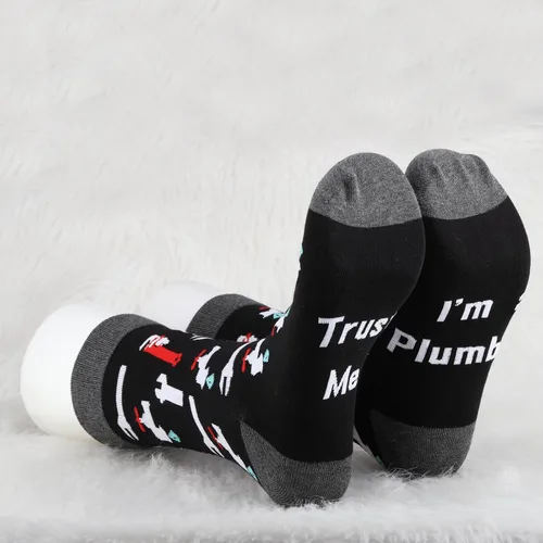 Vista 5 de MBMSO Calcetines de fontanería, 2 pares de calcetines de fontanero, divertido regalo de fontanero para hombres, regalo de plomero maestro