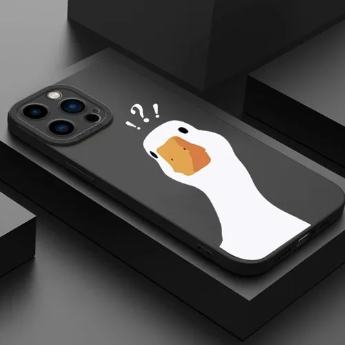 Vista 3 de Casechics Funda compatible con iPhone, bonita funda mate de silicona con diseño de pato Doubt Dud, protección para el lente de la cámara, suave a