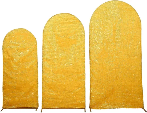 Vista 16 de Efavormart - Juego de 4 fundas de telón de fondo color dorado metálico Chiara – Fundas de arco redondo brillante radiante para bodas reales y fondos