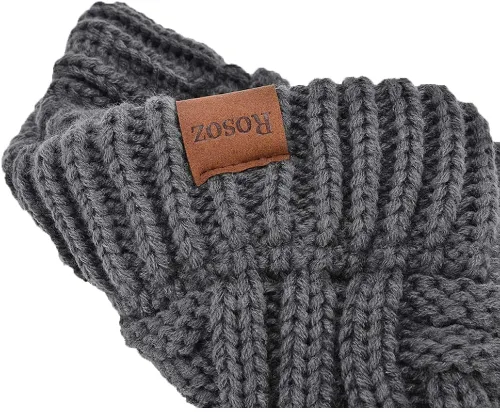 Vista 6 de Rosoz Gorro de cola de caballo para mujer gorro cálido de invierno suave y elástico tejido trenzado gorro de moño alto