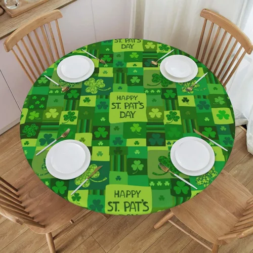 Vista 17 de Fiokroo Mantel con estampado a cuadros blancos y negros con borde elástico, mantel redondo de ajedrez, lavable, reutilizable, para cocina, comedor