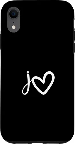 Vista 25 de Minimalist Monogram Name Initial Letter j White Heart Shape Case for iPhone 17