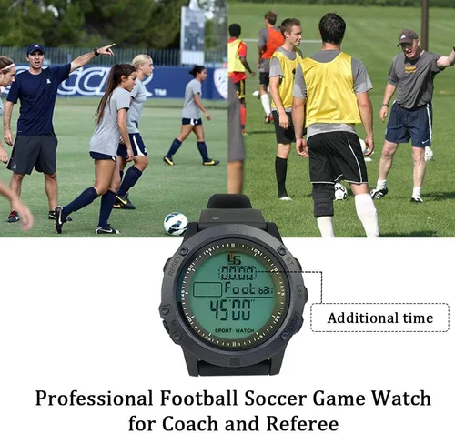 Vista 3 de Reloj de árbitro de fútbol profesional, cronómetro de memoria de 100 vueltas con temporizador de cuenta regresiva y modo silencioso, pantalla