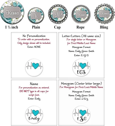Vista 2 de Teal Floral Badge Reel Personalized Retractable ID Holder - Perfect Nurse Flower Gift - You Fully Customize