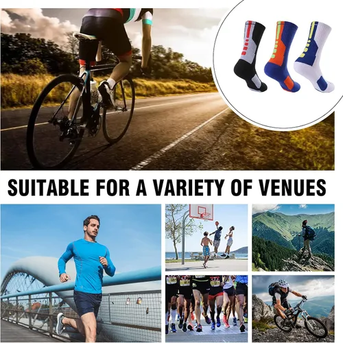 Vista 5 de Kickticks Calcetines de baloncesto, 3 pares de calcetines de compresión acolchados de media pantorrilla para hombres, niños, mujeres y niñas
