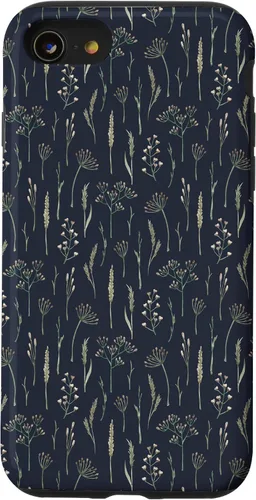 Vista 18 de Funda neutra Boho Dry Wildflower Meadow Botanical (azul marino) para iPhone 16