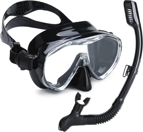 Vista 10 de Snorkel Set Wide-View Adult Snorkeling Scuba Gear, Professional Snorkel Goggles Anti-Fog Diving Mask, Anti-Leak Swim Goggles and Dry Top Snorkel for