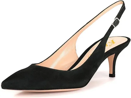Vista 2 de Slingback Pumps, Las mujeres puntiagudas sandalias de tacón bajo correa Slingback correa de gatito bombas de tacón de noche fiesta zapatos de boda