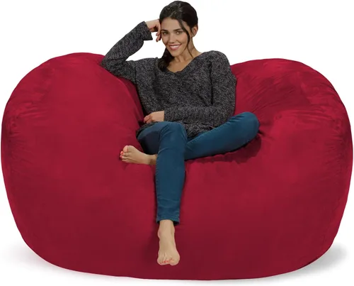 Vista 11 de Silla de saco puf Chill Sack: Bolso de muebles de espuma viscoelástica de 6 pies y tumbona grande – Sofá grande con funda de microfibra suave - Negro