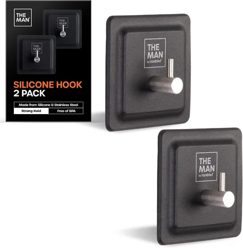 Vista 9 de The Man Gancho de silicona – Gancho de almacenamiento para baño y ducha – Artículos de aseo de ducha, accesorio organizador de baño – Acero