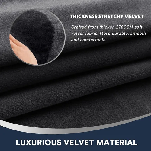 Vista 4 de Fundas para brazos de sofá, protectores de felpa de terciopelo antideslizantes para sofá, silla, sillón reclinable, juego de 4, color negro