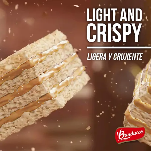 Vista 3 de Bauducco Obleas de Mantequilla de Maní – Galletas Crujientes de Oblea con 3 Deliciosas e Indulgentes Capas Decadentes de Crema con Sabor a