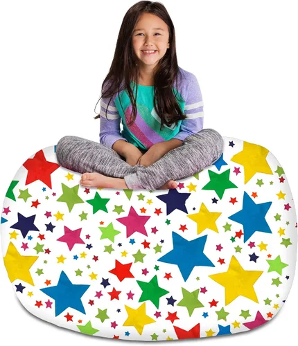 Vista 74 de Posh Creations Funda de puf para niños con almacenamiento para animales de peluche - Organizador de juguetes para niños, Mediano 68.58 cm - Lona