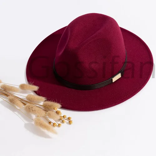 Vista 75 de Sombreros Fedora para hombre, sombrero Panamá de ala ancha con cinturón clásico Unisex Felt Fedora, Adjustable Fit, Breathable Sweatband, All-Day