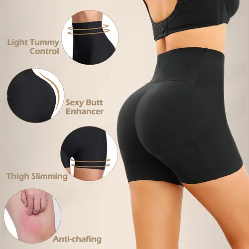 Vista 3 de JOYSHAPER Ropa interior acolchada para mujer con levantamiento de glúteos, sin costuras, moldeador, control de abdomen, cintura alta, almohadillas