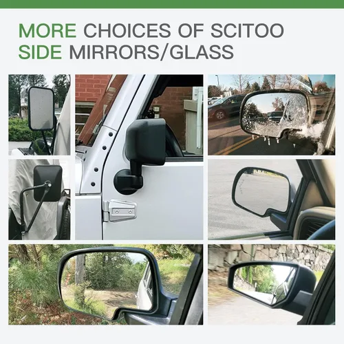 Vista 7 de SCITOO Espejo retrovisor lateral de vidrio para pasajero derecho para 2010-2019 para Dodge RAM 1500 W/Cromado calefactable, espejo exterior