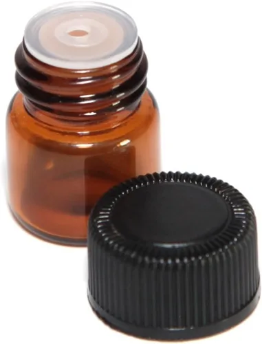 Vista 2 de 100 mini botellas de vidrio ámbar de 0.0 fl oz (1/4 de dram) de 1 cc, frasco de ámbar pequeño, botella de muestra líquida de perfume de aceite