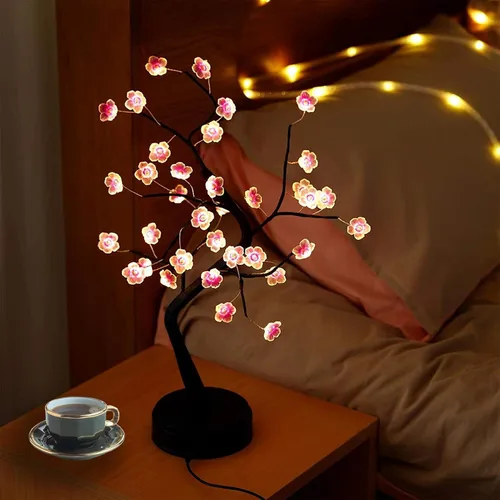 Vista 3 de 36 luces LED brillantes de cerezo en forma de árbol, lámpara de hadas, lámpara de árbol espiritual artificial para manualidades, funciona