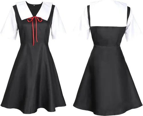 Vista 4 de DAZCOS Disfraz de cosplay para mujer, uniforme escolar, color negro y blanco