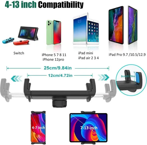 Vista 4 de Soporte de pared para tablet iPad de 4 a 13 pulgadas, soporte de pared universal flexible de metal resistente para iPad Pro 12.9 Air Mini, Samsung