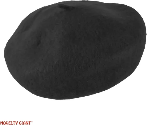 Vista 2 de 100% Lana Boina Negra Sombrero Parisino Francés, Negro