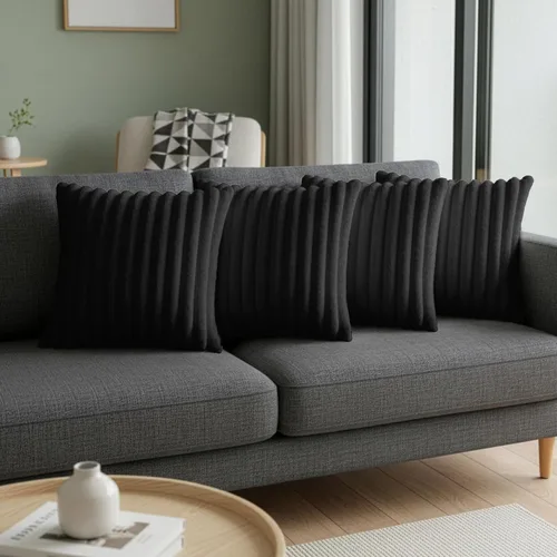 Vista 4 de Juego de 4 fundas de almohada negras de 16 x 16 pulgadas, bonitas fundas de almohada bohemias para sofá/cama, fundas de almohada decorativas