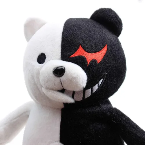 Vista 5 de Muñeca rellena suave de peluche de oso blanco y negro de 10 pulgadas