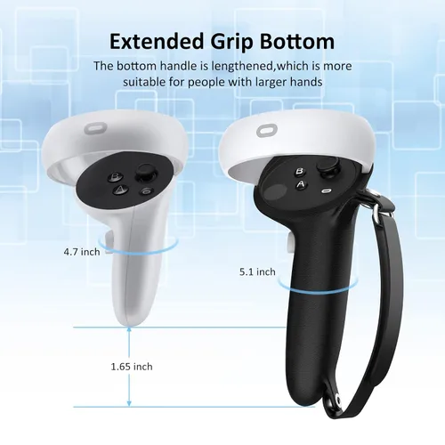 Vista 2 de Controller Grips Cover for Oculus Quest 2, Extended Controller Hand Strap with Adjustable Knuckle Handles for Boxing and Star Wars, Controller