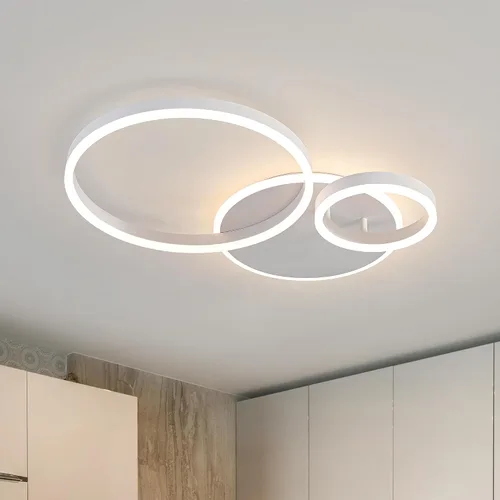 Vista 10 de O'NEELDY Moderna lámpara de techo LED regulable de montaje empotrado con control remoto de anillo de acrílico, 48W 3000K-6000K ajustable, lámpara