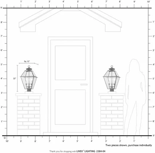 Vista 6 de Livex Lighting 2384-91 - Farol transitorio de tres luces post-top de Westover Collection en Pwt, Nckl, B/S, Slvr. acabado, 12.00 pulgadas
