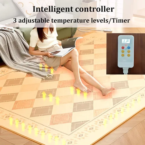 Vista 5 de Heated Floor Carpet, Electric Heating Large Rug, Heated Floor Mats for Heating at Winter Parties, Features Timer and Temperature Control, Graphene
