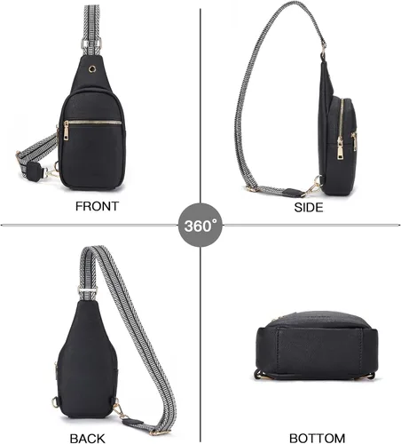 Vista 63 de Telena Riñonera pequeña para mujer, de cuero, cangureras, bolsa de pecho para mujer