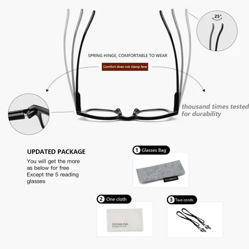 Vista 4 de Paquete de 5 lentes de lectura con bloqueo de luz azul para mujeres y hombres, lentes de computadora antirrayos azules con radiación deslumbrante, A