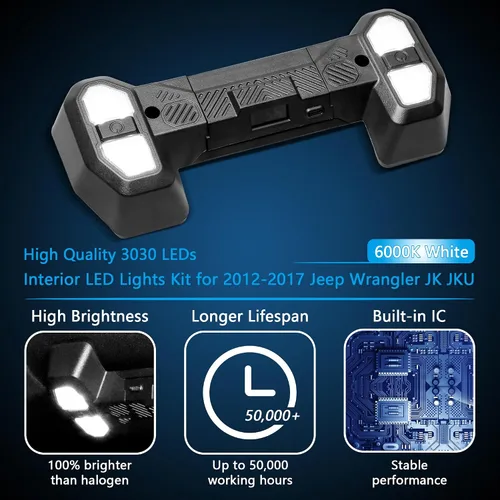 Vista 7 de sukemichi Luz Interior de Mapa Compatible con 2012-2018 Jeep Wrangler JK JKU, Luces de Lectura para Accesorios Jeep JK 2 Puertas 4 Puertas
