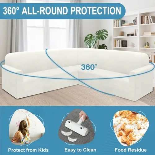 Vista 43 de HDCAXKJ Fundas de sofá seccional de esquina de terciopelo elástico en forma de L, juego de fundas deslizantes suaves y gruesas en forma de U