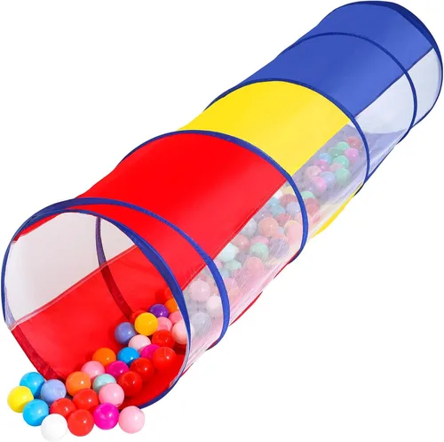 Vista 10 de Moncoland Tienda de campaña de túnel de juego para niños pequeños, paquete de 2 coloridos juguetes de túnel de gateo desplegable para bebés