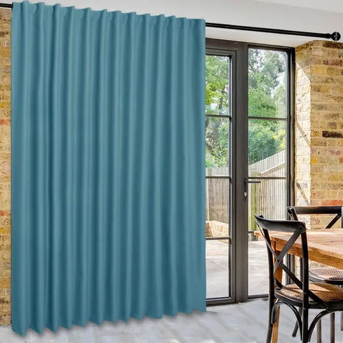 Vista 39 de DWCN Cortina opaca divisora de privacidad para puerta corrediza de patio, cortinas térmicas extra anchas con pestaña trasera y bolsillo para barra
