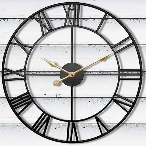 Vista 12 de Reloj de pared grande para exteriores, silencioso sin tictac, funciona con pilas, reloj de pared de metal moderno negro para patio, porche, área